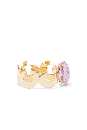 Tantanah Letter Band Ring with Amethyst